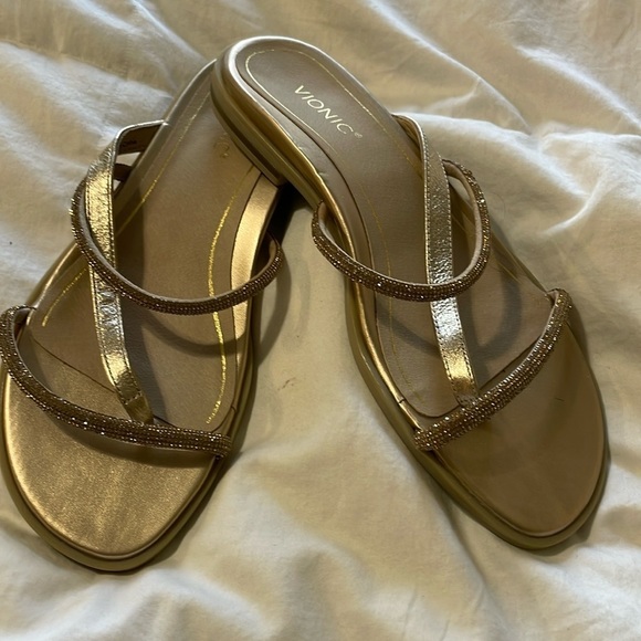 Vionic | Prism | Gold |Embellished Sandals with Delicate Straps | Size 8 - Picture 2 of 16
